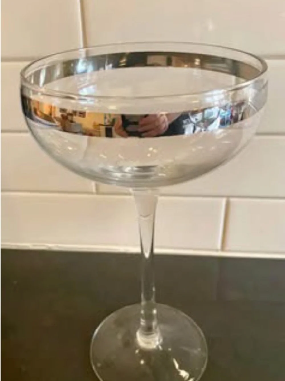 Elegant Silver Rim Coupe Glasses - Set of 4